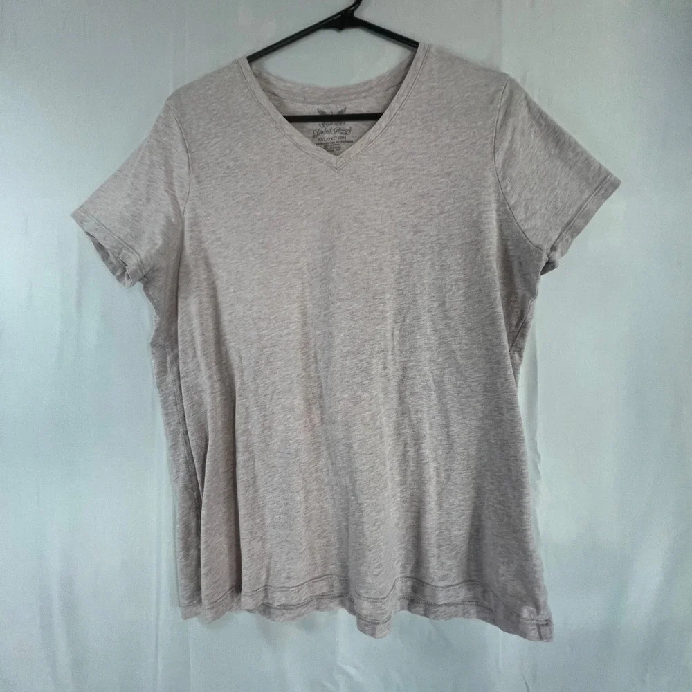 Faded Glory Women's XXL 2XG 20 V-Neck T-Shirt Light Lavender Heather Cotton